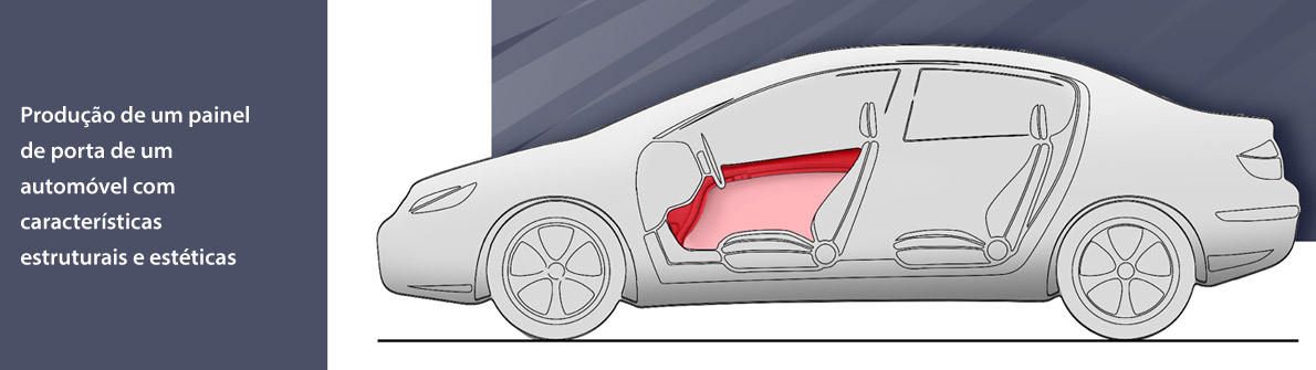 Produção de um painel de porta de um automóvel com características estruturais e estéticas